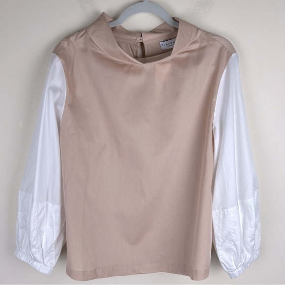 Harshman | Quiet Luxury Corp Core Perry Fold-over Neck Tunic Beige | S - Picture 7 of 16